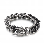 &bdquo;Biker Punk Rock Vintage&ldquo; nerūdijančio plieno jungtis su drakono masteliu vyri&scaron;ka apyrankė, poliruota 17 mm, 8 coliai, 104 g svoris 20cm juoda