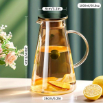 1 vnt 1800ml/60.8oz skaidraus stiklo &scaron;alto vandens butelis didelės talpos vandens virdulys su rankena ir filtru, &scaron;ildomas elektrine keramine virykle Tinka F