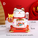 5,5 colio keraminė Maneki Neko statulėlė, maitinama saulės energija, kviečiantis katinas, mojuojantis ranka, laimingas katės ornamentas, automobilio stalo dekoracija, kačiukas