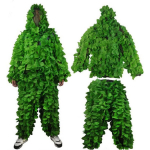 Ghillie kostiumas, Ghillie gobtuvas pauk&scaron;čių medžioklei, Ghillie kostiumas, lapų mi&scaron;ko maskavimosi kostiumėlis, žalių lapų medžioklės kostiumas žalia
