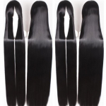 150cm / 59 Cosplay perukas Auk&scaron;tos kokybės Juodas Ilgas Tiesus Kar&scaron;čiui atsparus Sintetinis Plaukas Vakarėlis Žaidimas Anime Perukai Peluca + Peruko Kepuraitė One Size