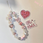 Koreieti&scaron;kas Mielas Pakabukas Rožinis Drugelis Meilės &Scaron;irdelė Telefono Grandinėlė Iphone Mergaitėms Moterims Papuo&scaron;alų Dirželis Karoliukų Virvelė Pakabinama Virvelė Apyrankė