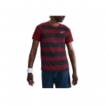 Nike Dry Striped Crew Neck Slim Fit trumpomis rankovėmis vyri&scaron;ki mar&scaron;kinėliai Raudoni FZ6934-619 M