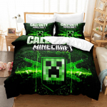 3D Skaitmeninės spaudos trijų dalių Minecraft žaidimo vaiki&scaron;kas animacinis antklodės komplektas UK Double 200*200cm