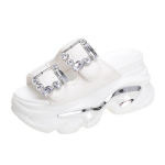 Madingi Nauji Vasariniai Moteri&scaron;ki &Scaron;lepetės Chanelės Ponios Paplūdimio Blizgantys Batai Platforminiai Batai Moters Auk&scaron;tos Platformos &Scaron;lepetės Lauko Sandalai 8CM 39 violetinė
