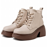 GKTINOO Moteri&scaron;ki Stori Auk&scaron;takulniai Batai Rudens Apvalus Pir&scaron;tas Storas Platforminis 100% Natūrali Oda Ankle Boots Moteri&scaron;ki Užtrauktuku Trumpieji Batai 5