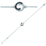 Les Tr&eacute;sors De Lily [J0850] - Bracelet Argent 'Scarlett' noir blanc (rhodi&eacute;) - 10 mm juoda