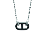 Les Tr&eacute;sors De Lily [L4608] - Collier Argent 'Maille Marine' c&eacute;ramique argent (rhodi&eacute;) - 20x10 mm