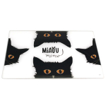 Les Tr&eacute;sors De Lily [A1101] - Planche &agrave; d&eacute;coupe / dessous de plat verre 'Chats' noir blanc (Miaou) - 30x20 cm juoda