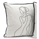 Les Tr&eacute;sors De Lily [A3699] - Coussin velours 'Arty' noir blanc - 40x40 cm (silhouette femme)