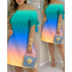 Moteri&scaron;ka mini suknelė nuo pečių Vasarinė laisvalaikio trumpomis rankovėmis peteli&scaron;kė Dryžuotos suknelės seksualios laisvos linijos vakarėlio suknelė Vestidos 3XL