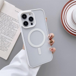 Skaidrus magnetinis Magsafe belaidžio įkrovimo dėklas, skirtas iPhone 15 14 13 11 12 Pro Max silikoninis buferis skaidrus kietas kompiuterio dangtelis iPhone 13 Pro Max balta
