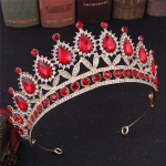 Kalnų kri&scaron;tolinio akmens plaukų juosta Crystal Tiara Crown Galvajuostė Vestuvių papuo&scaron;alai Princesės plaukų aksesuarai raudona