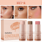 3 vnt kontūravimo lazdelių rinkinys Veido kontūro lazdelės &scaron;e&scaron;ėlių lazdelės skaistalų lazdelė 3-in-1 Perfect Concealer Stick Visi&scaron;kai dengiantis, kvėpuojantis ir lengvas A