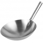 Nerūdijančio plieno keptuvė Wok, neprideganti keptuvė dujinei viryklei, elektrinei indukcinei viryklei, tvirta kinų Wok keptuvė 30cm 48.00X30.00X7.50CM sidabras