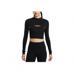 Nike Zenvy Dri-Fit Greitai džiūstantis ilgomis rankovėmis Madingas megztinis Moteri&scaron;ki vir&scaron;utiniai drabužiai Juodas HJ1862-010 XS