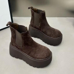Žieminiai moteri&scaron;ki sniego batai iki kulk&scaron;nies Suede vidutinio kulno batai Dizainerio platforminiai batai 2025 m. tendencija Naujas prekės ženklas Vaik&scaron;čiojimo Goth Botas De Mujer 40 ruda