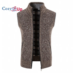 Cozy Up vyri&scaron;kas plius aksominis pastorintas liemenė stovi apykaklė liemenė striukė megztinis paltas kardiganas 4XL kava