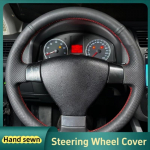 Automobilio vairo apdangalas, rankomis siūtas juodos odos, skirtas Volkswagen Golf 5 Mk5 Passat B6 Tiguan 2007-2011, Automobilio priedai Red Thread gray