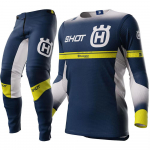 2025 Husqvarna Motokroso įrangos komplektas Vir&scaron;utinė dalis Off Road MX Kombinuotas Juodas Moto Mar&scaron;kinėlis Ir Kelnės M 32 mėlyna
