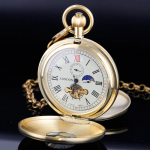 Senovinis mechaninis ki&scaron;eninis laikrodis Prabangus Pagamintas Mėnulio fazės(12/24 valandos) Tourbillon gryno vario rankinio užvedimo laikrodžiai vyrams ir moterims ruda
