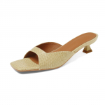 Moteri&scaron;kos vasarinės basutės su žemu kulnu, atviru pir&scaron;tu, eleganti&scaron;kos moteri&scaron;kos basutės su katino kulnu, slip-on tipo, moteri&scaron;ki, mink&scaron;ti, patogūs, lauko kulniukai, batai 35 geltona