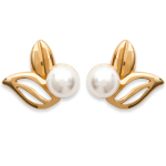 Les Tr&eacute;sors De Lily [C5752] - Boucles Plaqu&eacute; Or 'Catherine' blanc dor&eacute; - 10x10 mm