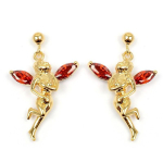 Les Tr&eacute;sors De Lily [L4290] - Boucles Plaqu&eacute; Or 'F&eacute;e Clochette' grenat dor&eacute; - 25x15 mm