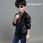 Vaiki&scaron;ki drabužiai Vaiki&scaron;ka odinė striukė pavasario rudens berniukams stovi apykaklė motociklo striukė