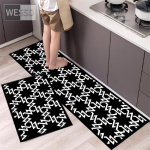 Juodai balti geometriniai virtuvės kilimai ir kilimėliai Neslystantys 40x60cm 40x120cm paprasti vonios kilimėlių rinkiniai 2 dalių miegamojo kilimėlis 40x60cm+40x120cm
