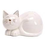 Les Tr&eacute;sors De Lily [A0007] - Figurine c&eacute;ramique "Chat" ivoire - 20x14 cm