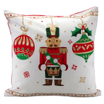 Les Tr&eacute;sors De Lily [A3234] - Coussin coton 'Casse-Noisette' rouge vert blanc - 40x40 cm (No&euml;l)