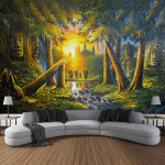 Retro peizažas Aliejinė tapyba Gobelenas Pakabinamas Fantasy Namų meno dekoravimas Fantasy Kawaii kambario fono audinio antklodė 90x75cm