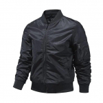 Karinės striukės vyrams, Monochromatinė Bomber striukė, Vir&scaron;utiniai drabužiai, Aviator beisbolo striukės, Lauko apranga, Pavasaris ir Ruduo S juoda
