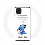 Coque pour Samsung Galaxy A22 4G Lilo et Stitch Ohana Citation Blanc