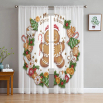 Kalėdiniai imbieriniai sausainiai Tiulio lango užuolaidos svetainei Miegamojo Voile Permatomos užuolaidos Virtuvės procedūros Užuolaidos 135W x 114H(cm)
