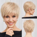 HAIRCUBE Bob Pixie Cut &scaron;okoladiniai rudi tiesūs sluoksniuoti Remy perukai žmonių plaukams su kirpčiukais Trumpi natūralūs beklijuoti žmogaus plaukų perukai moterims