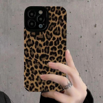 Madingas rudas leopardo silikoninis odinis dėklas, skirtas iPhone 14 15 Pro Max 11 12 13 Mini SE 7 8 Plus X XR XS MAX mink&scaron;tas smūgiams atsparus dangtelis For iPhone 12 Pro
