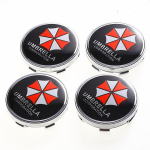 4 x 60 mm Umbrella Corp logotipas automobilio ratų centrinis stebulės dangteliai nuo dulkių juoda