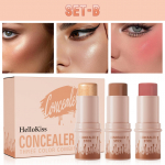 3 vnt kontūravimo lazdelių rinkinys Veido kontūro lazdelės &scaron;e&scaron;ėlių lazdelės skaistalų lazdelė 3-in-1 Perfect Concealer Stick Visi&scaron;kai dengiantis, kvėpuojantis ir lengvas B