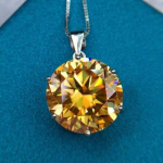 Nauji dominuojantys 10 karatų geltoni Moissan deimantiniai karoliai pakabukas Lucky Yellow Noble Hearts & Arrows supjaustyti papuo&scaron;alų priedai