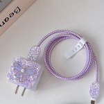 3D įkroviklio dėklas, skirtas &bdquo;Apple&ldquo; 18 W 20 W įkroviklio adapterio dangtelio rankovei, silikoninis dėklas, kabelio vyniojimo įvynioklis, skirtas &bdquo;iPhone&ldquo; priedams violetinė