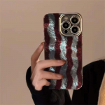 Prabangus telefono dėklas su ledynų dryžių ra&scaron;tu iPhone 16 15 14 13 12 11 Pro Max galinis dangtelis iPhone 11 mėlyna