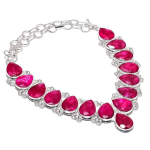 Natural Ruby(Simulated) Gemstone 925 Sterling Silver Jewelry Necklace 18 p0e12