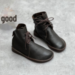 Retro Genuine Leather Women's Chelsea Boots - Casual Round Toe, Versatile Soft Leather & Sole, Short British Style Martin Boots 40 kava