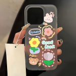 Mobiliųjų telefonų dėklai, skirti iPhone 11 13 15 Pro Max 12 14 Pro Max Case iPhone 16 15 Plus 13 Pro 12 Matinio tekstūros dažytos animacinės gėlės iPhone 11 balta