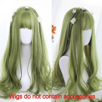 Sintetinis ilgas ombre spalvingas Cosplay perukas Lolita Harajuku su kirpčiukais Natūralūs banguoti Helovino rožiniai purpuriniai mėlyni kasdieniai perukai 24