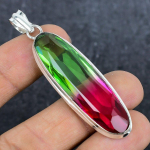 Bi-Color Tourmaline Gemstone 925 Sterling Silver Jewelry Pendant 2.56 z0p20