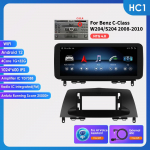 Hizpo 10.25 Automobilinis multimedijos grotuvas GPS navigacija 4G Carplay I&scaron;manusis ekranas Android Auto Mercedes Benz C-Class W204/S204 2008-2010 NTG 4.0 HC1 1G 32G AI
