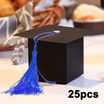 25 vnt. Dovanų dėžutė Kūrybingos baigimo kepurės Formos Saldainių dėžutės su Geltonu Kutuku Pasidaryk pats Baigimo Dovanų Pakavimo Dėžutė Baigimo Dekoracija Vakarėlio Atmintinė Dovanų Dėžutė 25pcs geltona